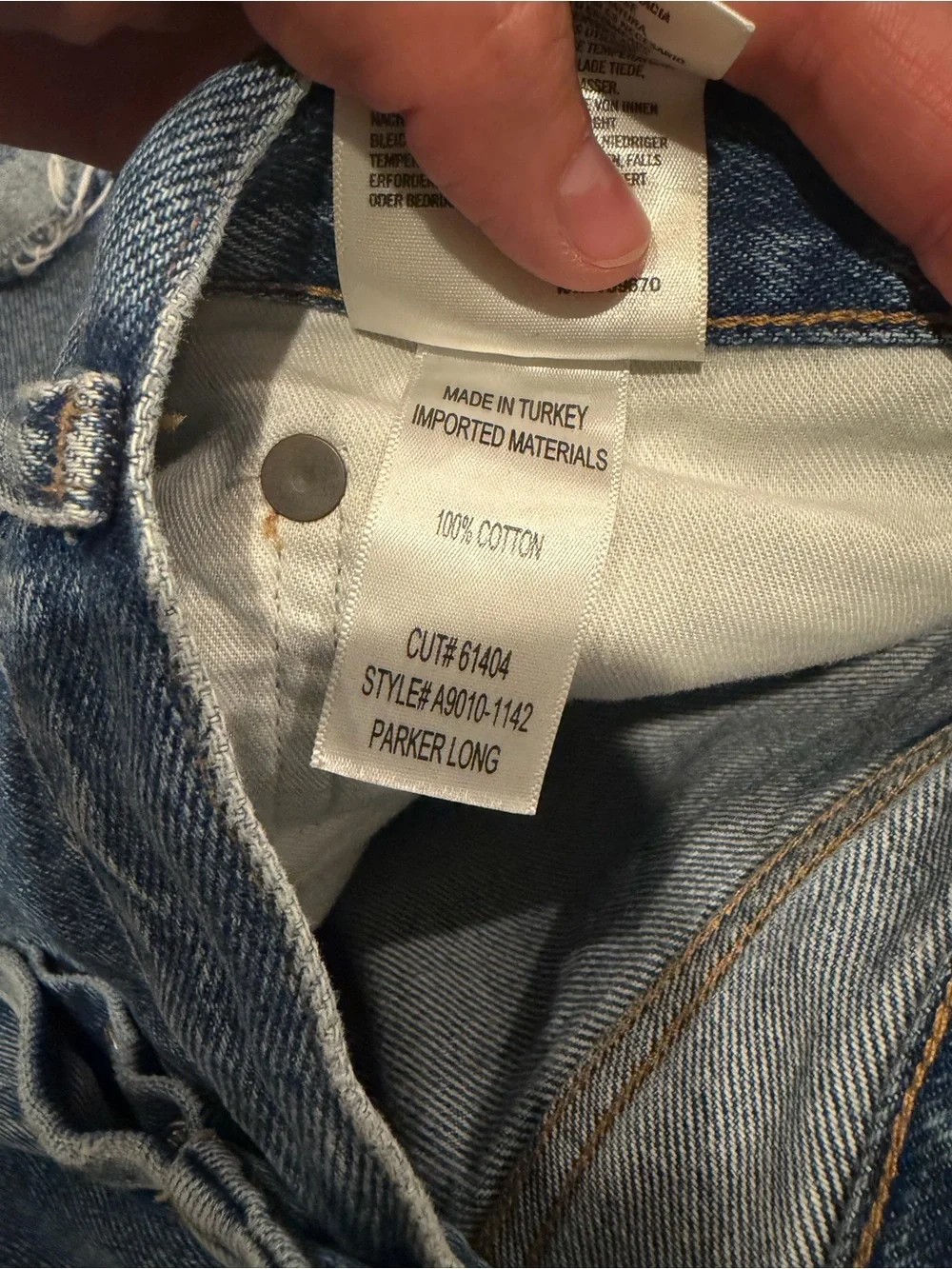 Agolde Parker Long Denim Shorts - size 33 - color Skywave